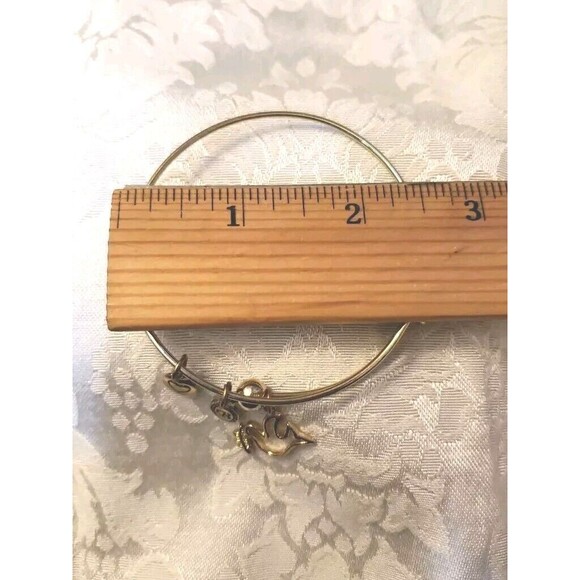 Brighton Slide Charm Bangle Bracelet Gold Tone Expandable Dove Heart Peace Bird - Picture 3 of 3